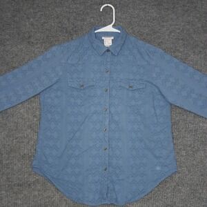 ARIAT Shirt Womens S Blue Geometric Pattern LS Button Up Western Textured